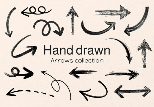 Black Doodle Arrow Element Set