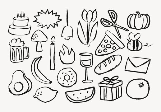 Hand Drawn Doodle Icons Design Set