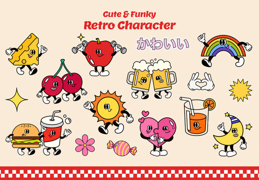 Retro Character Design Element Set