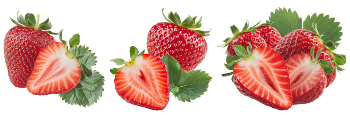 fresh strawberries isolated on white background