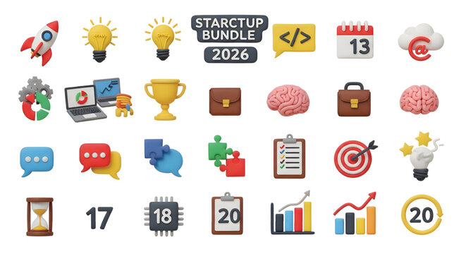 Startup and business concept claymation elements