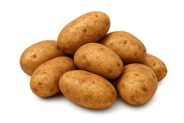 Raw whole potatoes forming a pile, fresh organic vegetables for cooking, transparent background