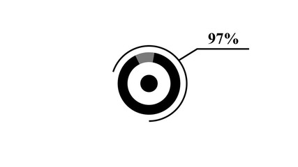 Concentric Circles Progress Indicator Showing 97 Percent Complete on White Background percentage target
