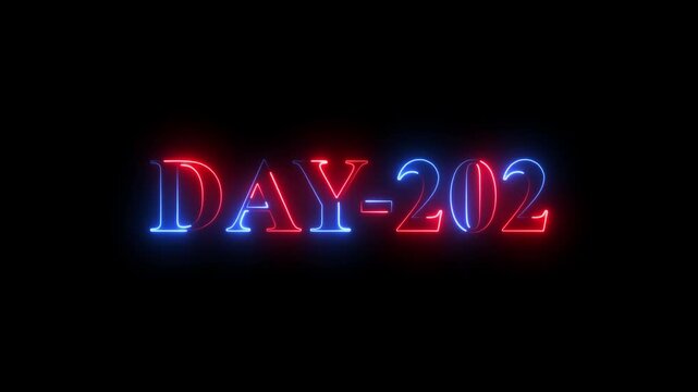 DAY-202 Neon Text With Red and Blue Electric Glow on Black day 202 number