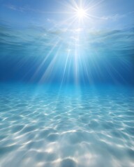 "Sunlit Serenity Beneath the Waves – Tranquil Underwater Coral Reef Scene"