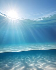 "Sunlit Serenity Beneath the Waves – Tranquil Underwater Coral Reef Scene"