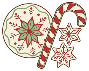 Christmas cookies and candy cane