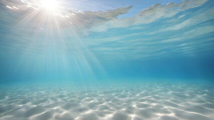 "Sunlit Serenity Beneath the Waves – Tranquil Underwater Coral Reef Scene"