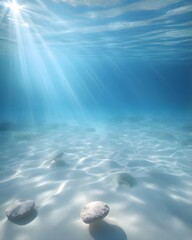"Sunlit Serenity Beneath the Waves – Tranquil Underwater Coral Reef Scene"