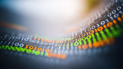 Abstract representation of digital data with binary code, showcasing connectivity and modern technology trends.