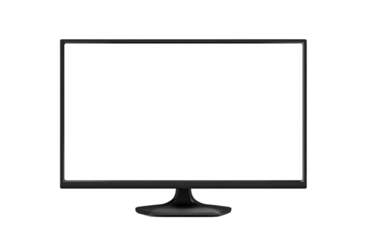 Black Monitor with White Screen on Transparent Background Digital Display Technology Computer Screen, PNG