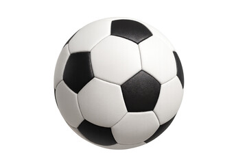 Fototapeta premium Soccer ball with classic black and white pattern for team sports and game concept, transparent background
