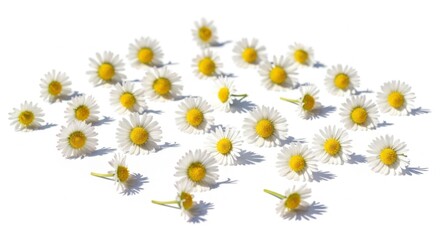 Floating Daisy Flowers on White Background &ndash; Spring Minimal Concept