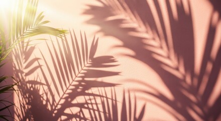 Tropical Shadow Pattern on Pink Wall &ndash; Summer Minimal Design