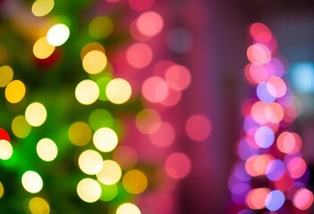 Fototapeta premium Abstract blurred Christmas lights glowing bokeh, blurred, glow