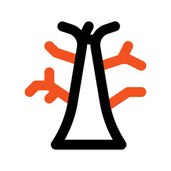 dead tree outline color icon