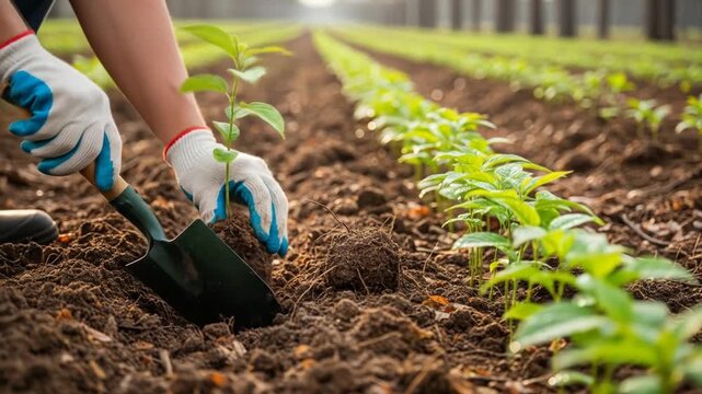 Planting a Seedling - Nurturing Growth and Cultivating a Garden.