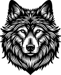 Wolf Head Engraving Vector – Vintage Wild Animal Illustration
