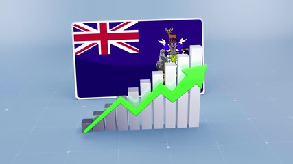 South Georgia and the South Sandwich Islands Flag with Upward Trend Bar Chart and Green Arrow - Powered by Adobe