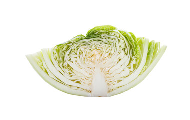 cabbage half section, isolated on white background