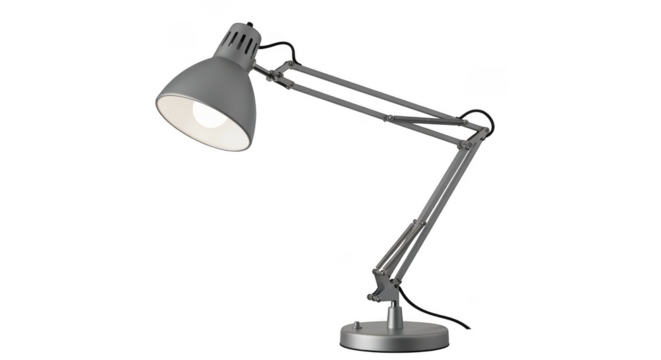 Gray desk lamp isolated on transparent background