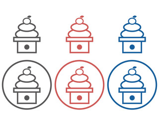 正月飾りのシンプルな線画イラスト（鏡餅）