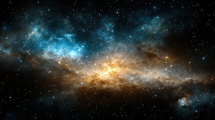 Fototapeta premium Vibrant cosmic scene showcasing galaxy filled with stars, nebulae, and celestial colors