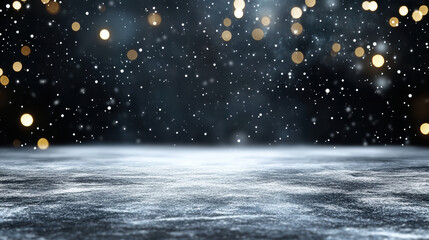 Obraz premium Glowing snowflakes gently fall on shimmering surface, creating magical winter scene