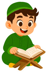Muslim Boy Reading Quran