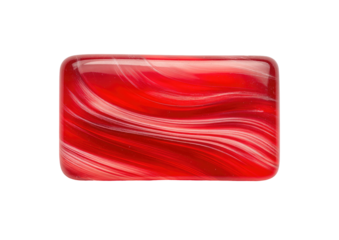 Rectangular red swirl pattern on glassy surface
