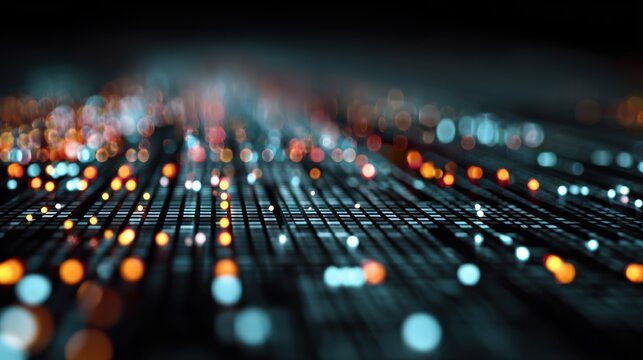 Abstract visual of illuminated lines and dots representing digital connectivity and innovation in technology.