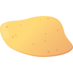 Single Yellow Potato Illustration with Brown Specks on a Transparent Background