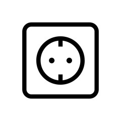 Vector Power Socket Icon – European Wall Outlet, Electricity, Plug, Electric Connection, Device, Safety, Home Appliance, Modern Interior Symbol
