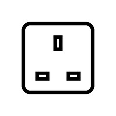 Vector Socket Icon – UK Electrical Power Plug, Wall Outlet, Electricity, Home Appliance, Energy, Connection, Safety, Interior Design Symbol