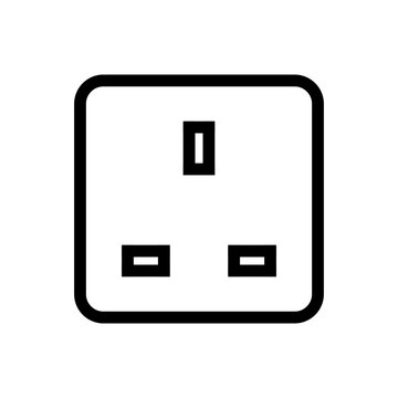 Vector Socket Icon &ndash; UK Electrical Power Plug, Wall Outlet, Electricity, Home Appliance, Energy, Connection, Safety, Interior Design Symbol