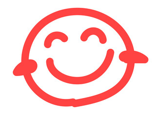 手書きの赤色のニコニコの顔のアイコン