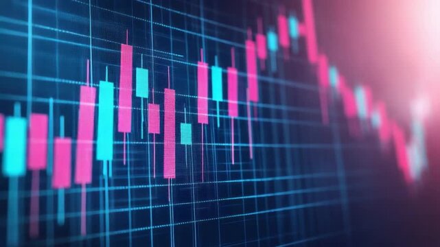 Colorful Candlestick Chart Background for Financial Data Analysis and Stock Market Trading Strategies 4k video footage