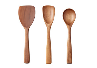 Three brown wooden cooking utensils against a black background