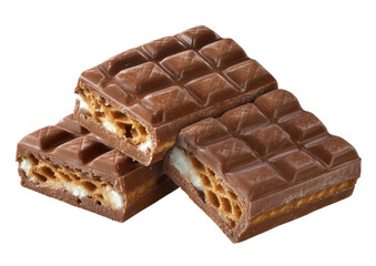 Obraz premium Stack of three square layered chocolate candies