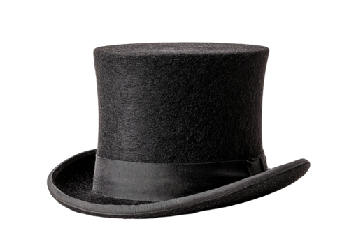 Classic black top hat with dark ribbon band