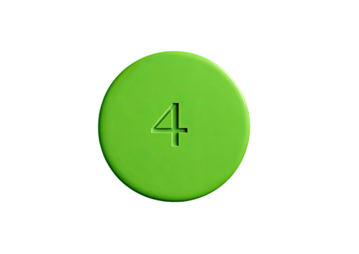 Lime circle displays the number 4 against black