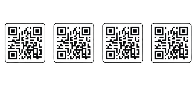 fake qr code and barcode illustration collection featuring high-contrast non-scannable code motifs barcode bars decorative dots and square modules for placeholder artwork labels stickers packaging and