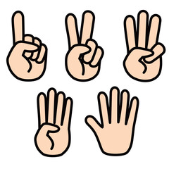 数字を手で表したイラスト