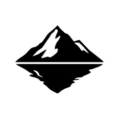 Silhouette of mountain reflecting in lake &ndash; balance and reflection logo vector with transparent background 