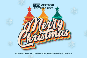 Merry Christmas 3D Retro Style Editable Text Effect