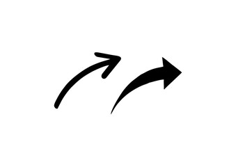 A pair of hand-drawn curved arrows pointing diagonally up and right, one outlined and one filled, illustrating progress, growth, or a smooth upward flow.