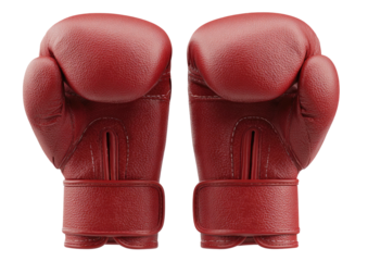 Two red boxing gloves face forward