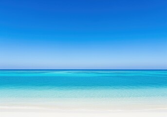 Obraz premium Idyllic tropical seascape featuring clear turquoise ocean water and pristine white sand beach