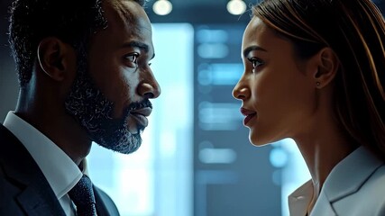 Intense Confrontation - Two Professionals Face Off in a Corporate Setting. - Powered by Adobe