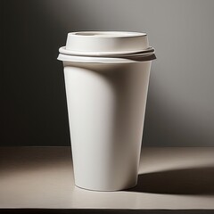 A photo of white carton cup, with white plain background, for mockup